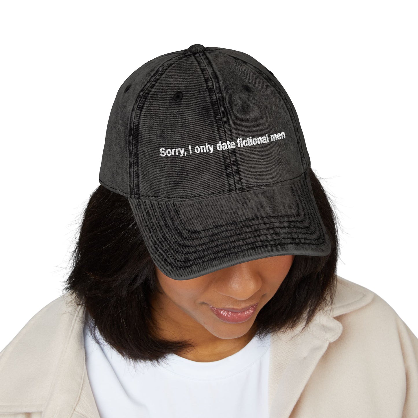 "Sorry, I only date fictional men" - Vintage Embroidered Cap