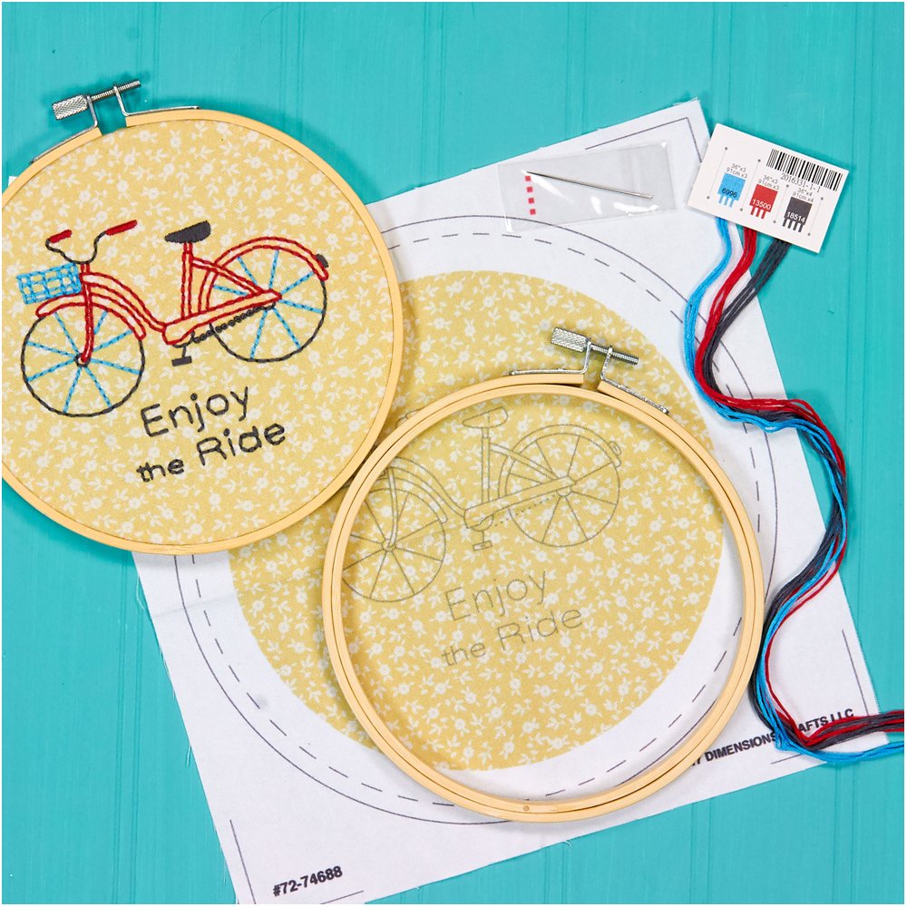 Dimensions 'Enjoy the Ride' Mini Embroidery Kit for Beginners, 6''
