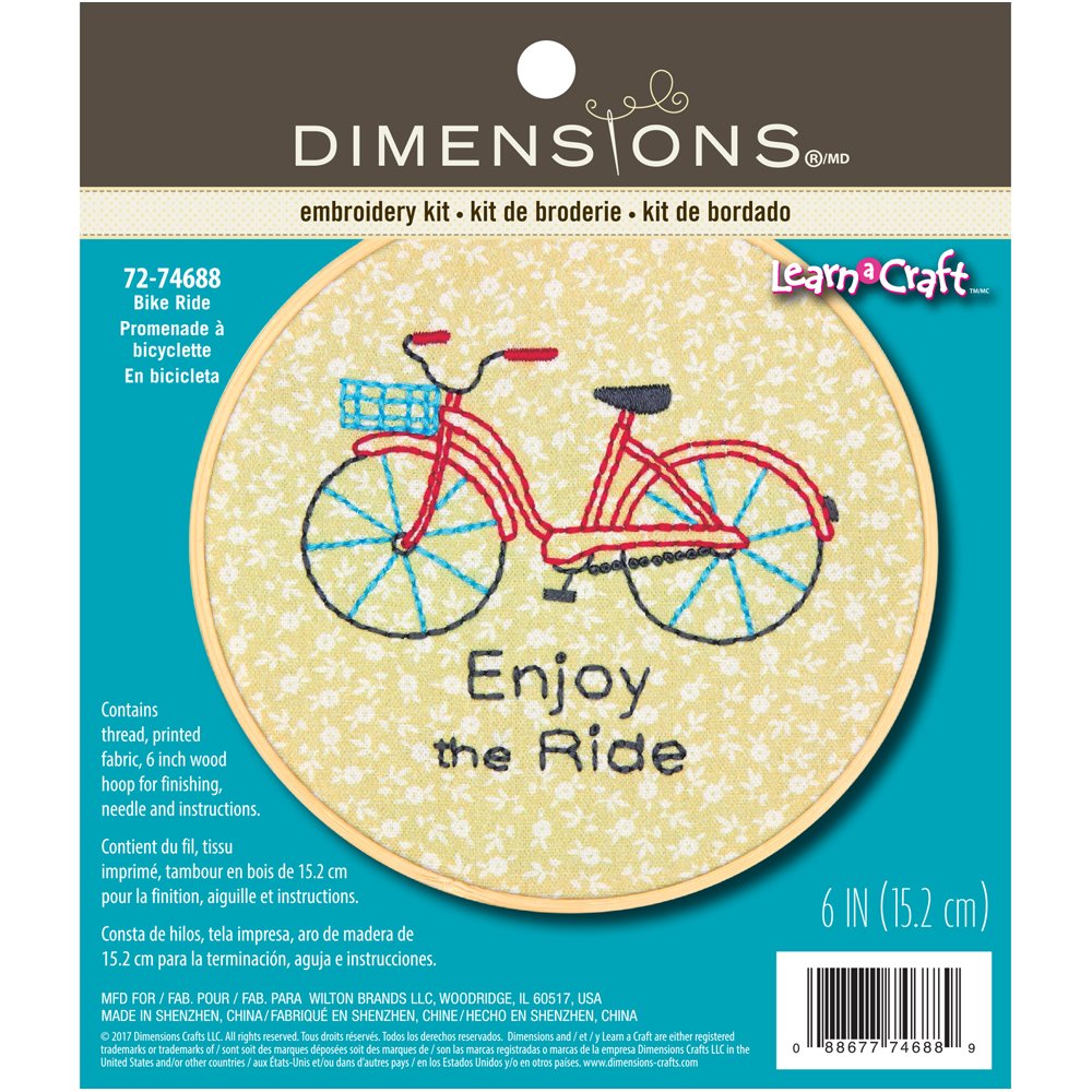 Dimensions 'Enjoy the Ride' Mini Embroidery Kit for Beginners, 6''