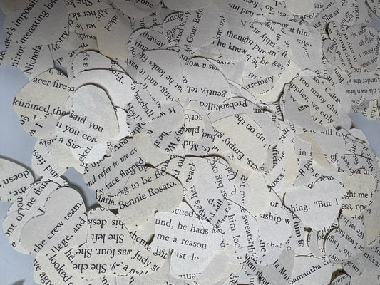 Vintage Book Page Heart Confetti Cut out Junk Journal Collage 1 inch Scrapbook