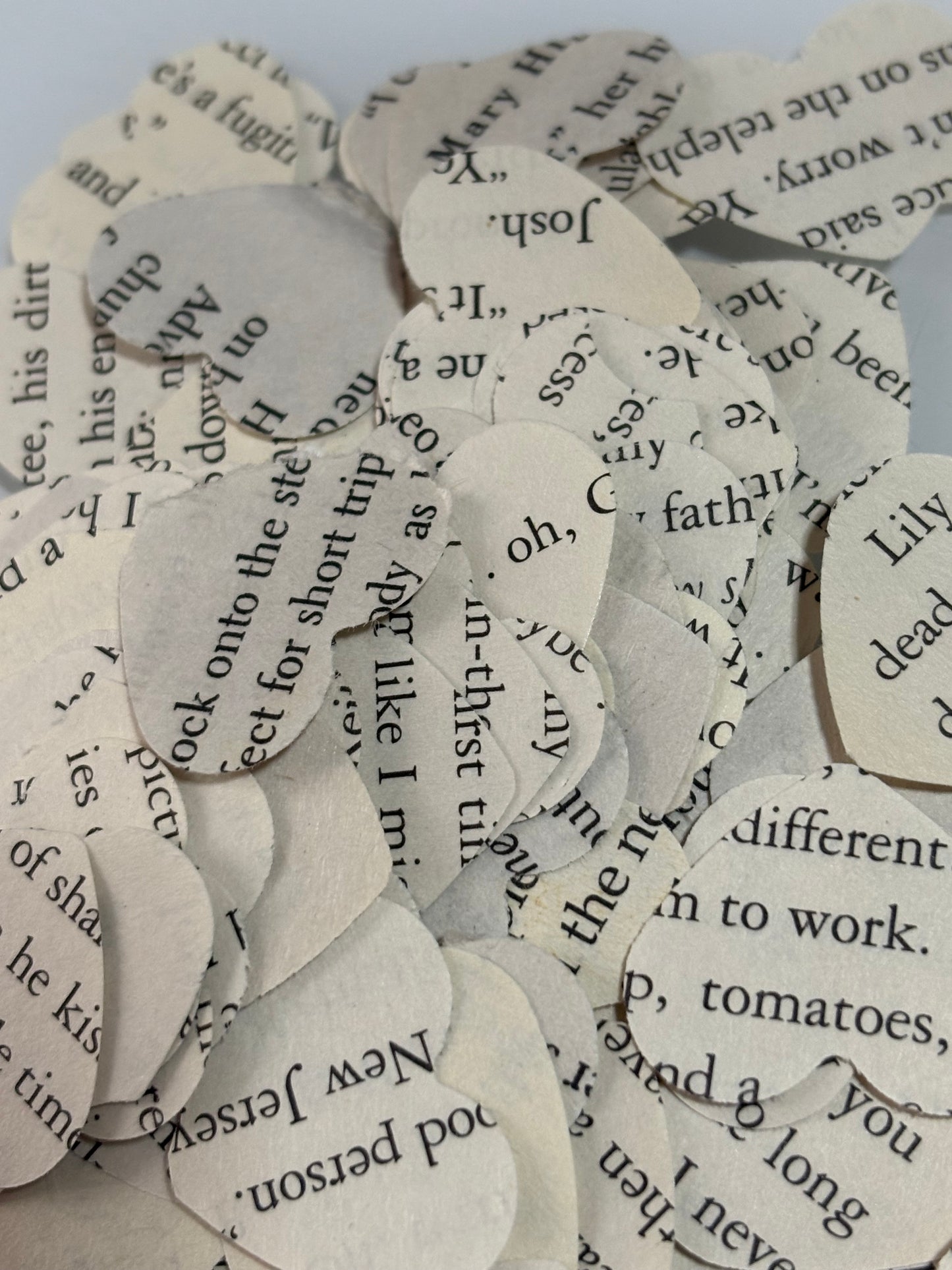 Vintage Book Page Heart Confetti Cut out Junk Journal Collage 1 inch Scrapbook