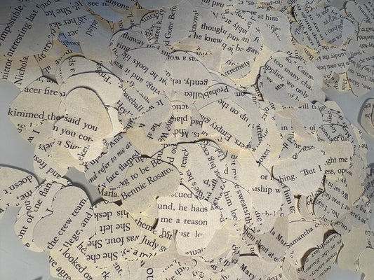 Vintage Book Page Heart Confetti Cut out Junk Journal Collage 1 inch Scrapbook