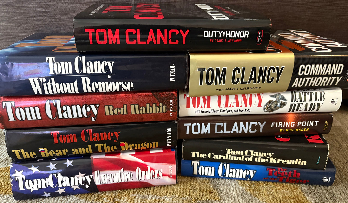 Tom Clancy Book Lot Of 10 Hardcover Preowned Thriller Suspense
