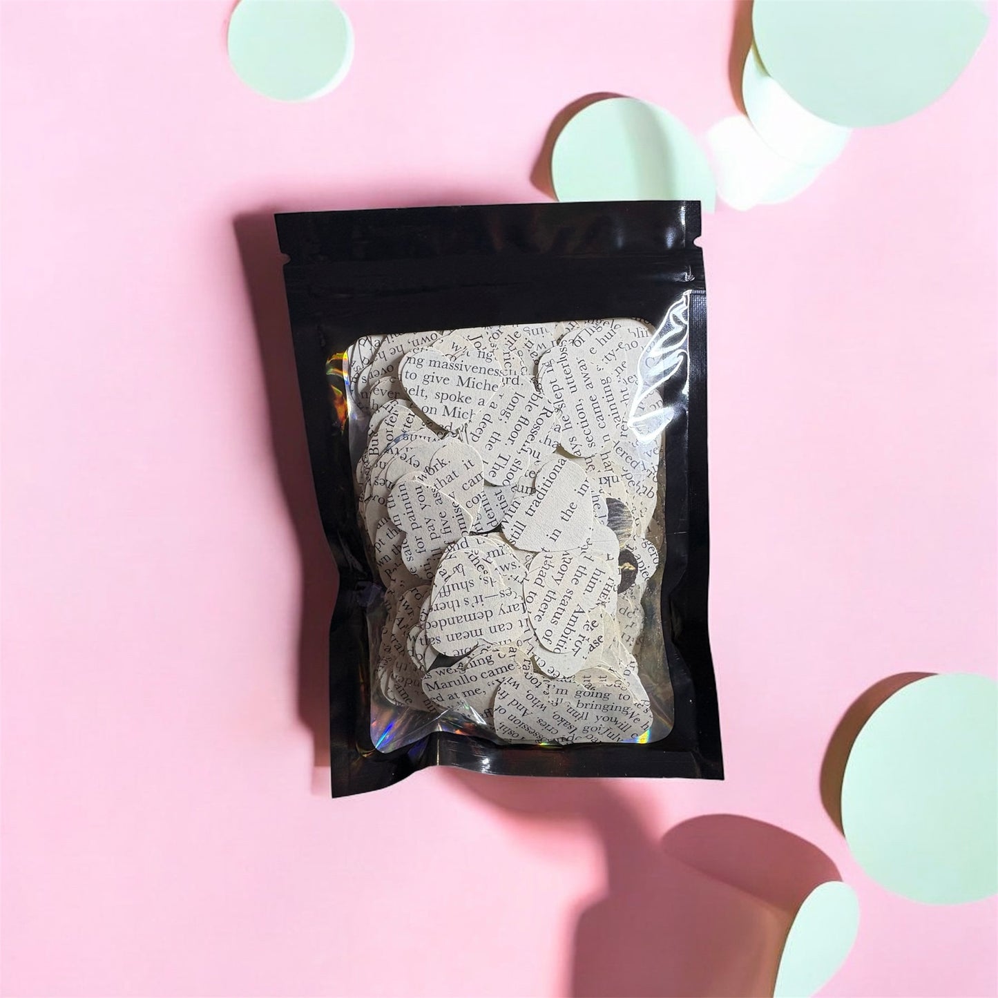 Vintage Book Page Heart Confetti Cut out Junk Journal Collage 1 inch Scrapbook